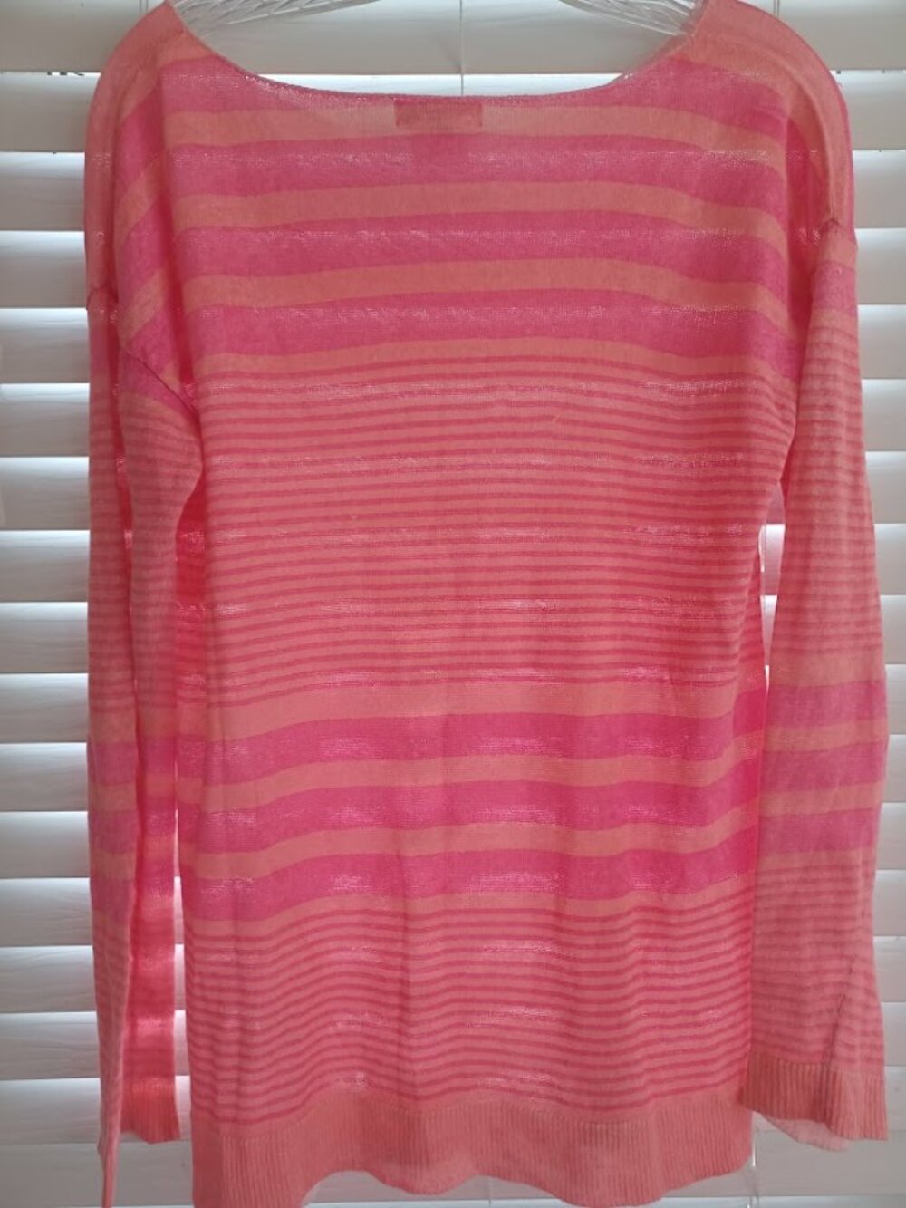 Lilly Pulitzer 100% Linen Sweater Womens M Pink Striped Lightweight Knit Top - Picture 7 of 7